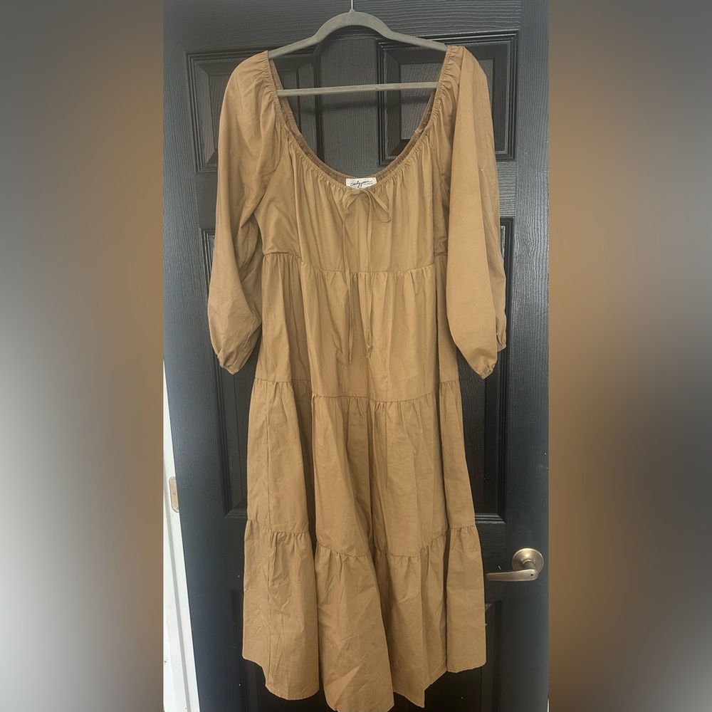 Carly Jean Los Angeles Tan Long Sleeve Dress